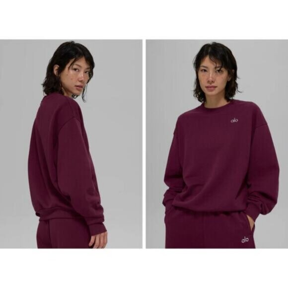 NWT Alo Yoga Accolade Crewneck Pullover in Burgundy - Picture 2 of 5